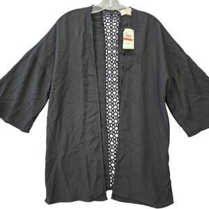 Hippie Rose Black Kimono Shirt NEW $39 Lace Open Short Sleeves Top Women Size XS